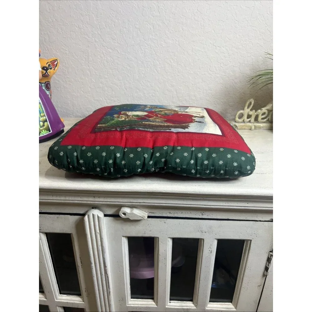 Vintage Santa Claus Throw Pillow Old World Santa Decorative Pillow Red 14 X 14